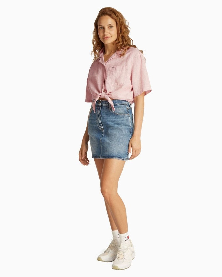 Tommy Jeans - Cropped Linen Short Sleeve Shirt