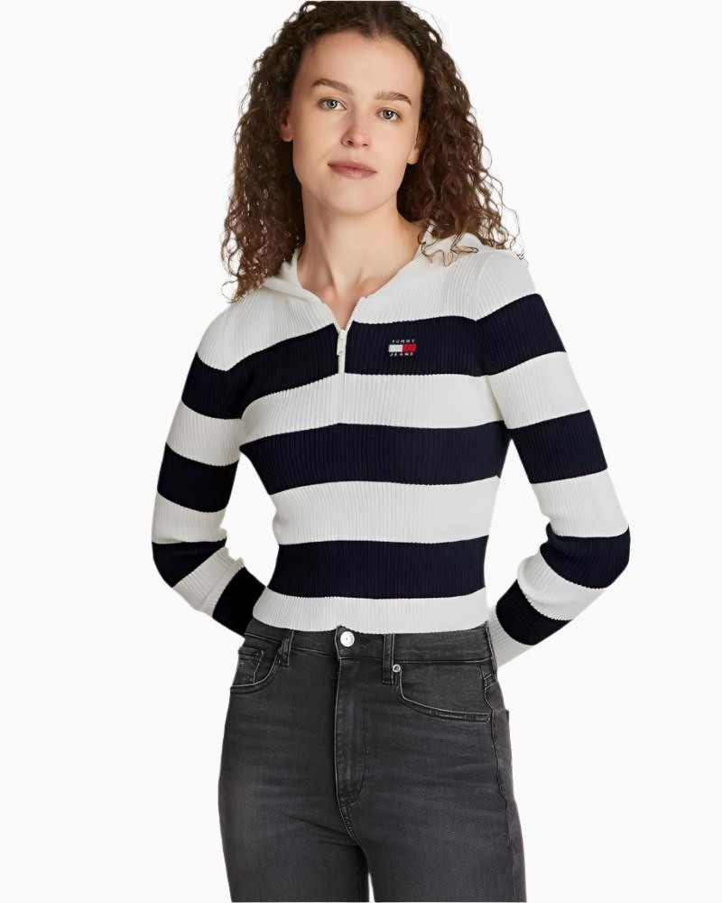 Tommy Jeans -  Stripe 14 Zip Hood Sweater