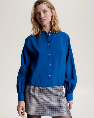 Tommy Women - Textured Modal Collarless Shirt 