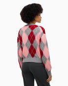 Tommy Hilfiger Argyle Prep C-Neck Sweater in Pink back view