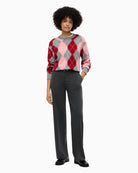 Tommy Hilfiger Argyle Prep C-Neck Sweater in Pink front view