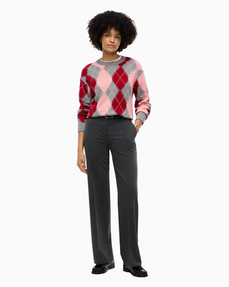 Tommy Hilfiger Argyle Prep C-Neck Sweater in Pink front view