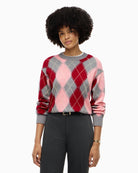 Tommy Hilfiger Argyle Prep C-Neck Sweater in Pink front view