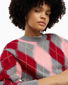Tommy Hilfiger Argyle Prep C-Neck Sweater in Pink neckline detail