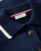 Tommy Hilfiger Back Logo Embroidery Relaxed Polo Cardigan in navy collar detail