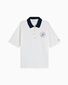 Tommy Hilfiger Breton Collar Short Sleeve Polo in ecru front view