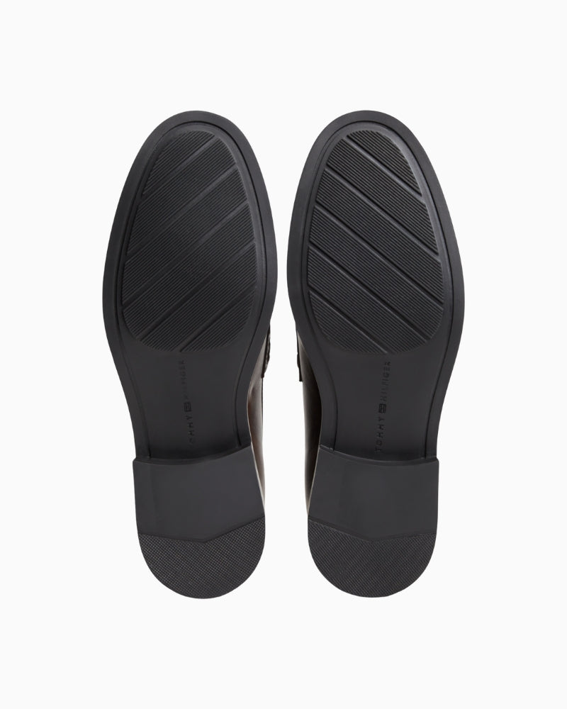 Tommy Hilfiger Chain Fringe Leather Loafer in Brown sole view
