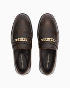Tommy Hilfiger Chain Fringe Leather Loafer in Brown top view