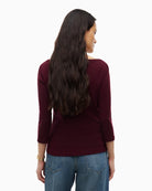 Tommy Hilfiger Cody Boat-Neck Tee in Burgundy back view
