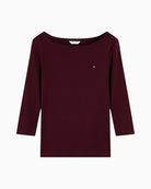Tommy Hilfiger Cody Boat-Neck Tee in Burgundy front view