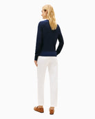 Tommy Hilfiger Cotton Cable Sweater in Dark Blue back view