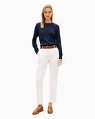 Tommy Hilfiger Cotton Cable Sweater in Dark Blue front view