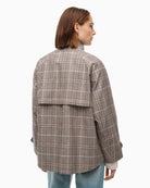 Tommy Hilfiger Cotton Check Cape Coat in Small Brown Check back view