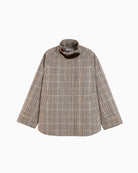 Tommy Hilfiger Cotton Check Cape Coat in Small Brown Check check pattern detail