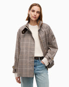 Tommy Hilfiger Cotton Check Cape Coat in Small Brown Check check pattern detail