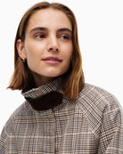 Tommy Hilfiger Cotton Check Cape Coat in Small Brown Check close-up view