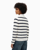 Tommy Hilfiger Cotton Links Links V-Neck Jumper in Ivory/Navy back view