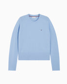 Tommy Hilfiger Crew Neck Soft Wool Sweater in Light Blue front view