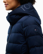 Tommy Hilfiger Down Branded Fitted Coat in Navy hood detail