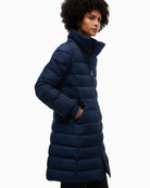 Tommy Hilfiger Down Branded Fitted Coat in Navy side view