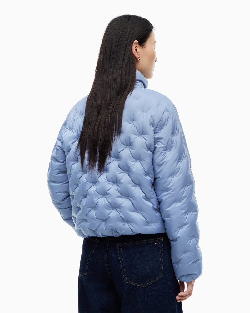 Tommy Hilfiger Down Flag Quilt Jacket in Baby Blue back view
