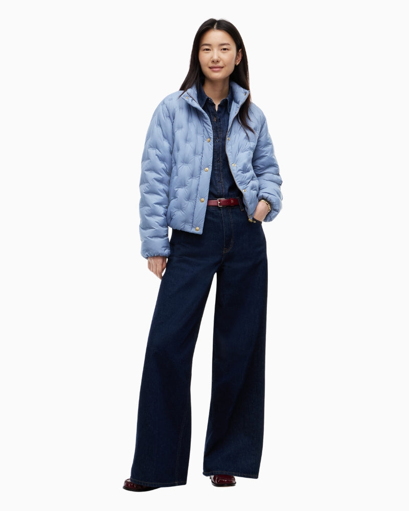 Tommy Hilfiger Down Flag Quilt Jacket in Baby Blue front view