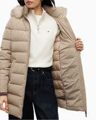 Tommy Hilfiger Down Heritage Tyra Coat in Beige padded detail