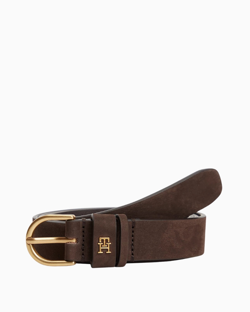 Tommy Hilfiger Effortless 2.5 NB Brass Belt in Brown rounded buckle detail