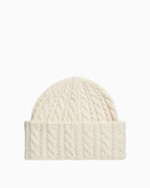Tommy Hilfiger Enamel Flag Cable Beanie in Light Beige folded view