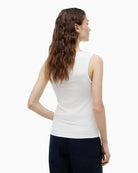 Tommy Hilfiger Gold-Tone Button Ribbed Tank Top in ecru back view