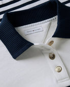 Tommy Hilfiger Gold Button Polo Sweatshirt in ecru navy button detail