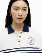 Tommy Hilfiger Gold Button Polo Sweatshirt in ecru navy logo detail