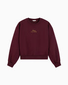 Tommy Hilfiger Gold Script Fleece Relax Sweater in Burgundy front view