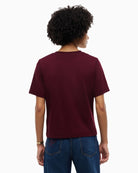 Tommy Hilfiger Gold Script Modern Tee in Burgundy back view