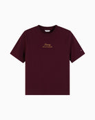 Tommy Hilfiger Gold Script Modern Tee in Burgundy fabric detail
