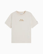 Tommy Hilfiger Gold Script Modern Tee in Light Beige fabric detail