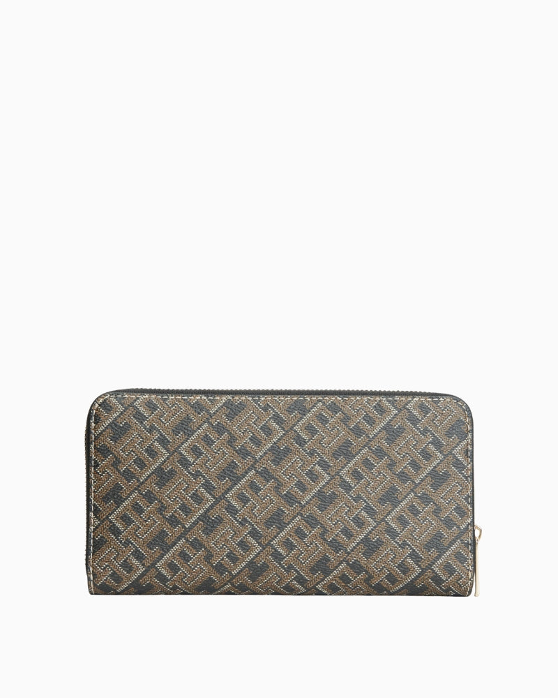 Tommy Hilfiger Icon Lrg ZA Mono Print Wallet in Black back view