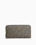 Tommy Hilfiger Icon Lrg ZA Mono Print Wallet in Black front view