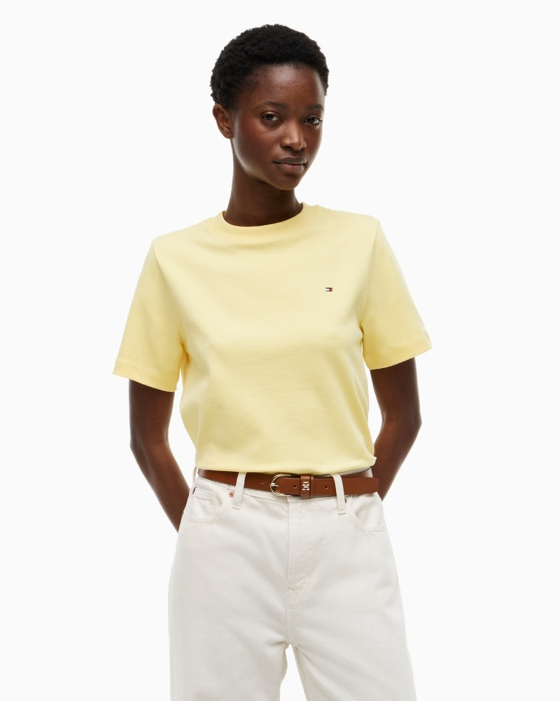 Tommy Hilfiger Interlock Boxy C-NK SS Tee in Yellow front view