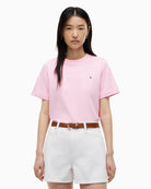 Tommy Hilfiger Interlock Boxy C-NK SS Tee in classic pink front view