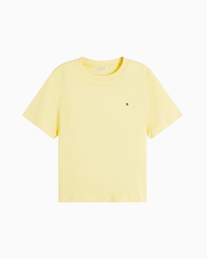 Tommy Hilfiger Interlock Boxy C-NK SS Tee in yellow front flat view