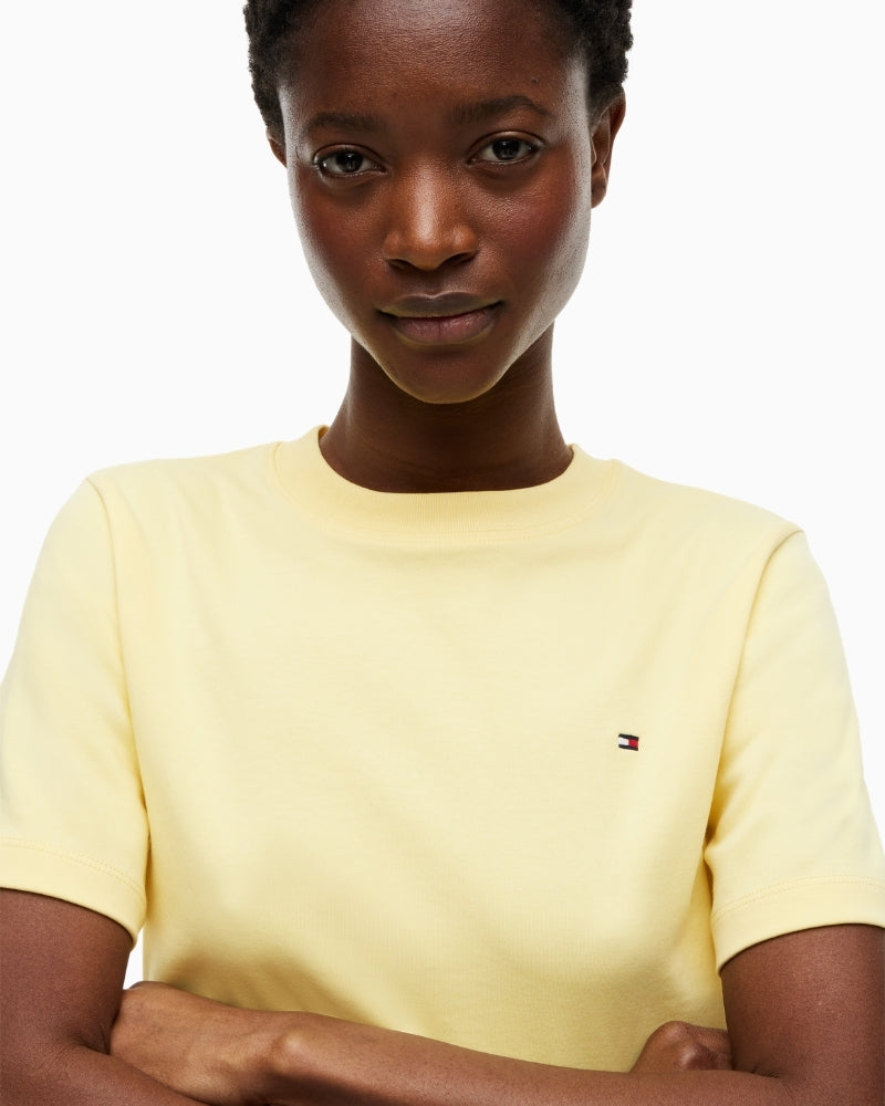Tommy Hilfiger Interlock Boxy C-NK SS Tee in yellow logo detail