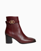 Tommy Hilfiger Leather Block Heel Boot in Burgundy right side view