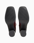 Tommy Hilfiger Leather Block Heel Boot in Burgundy sole view