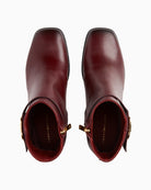 Tommy Hilfiger Leather Block Heel Boot in Burgundy top view