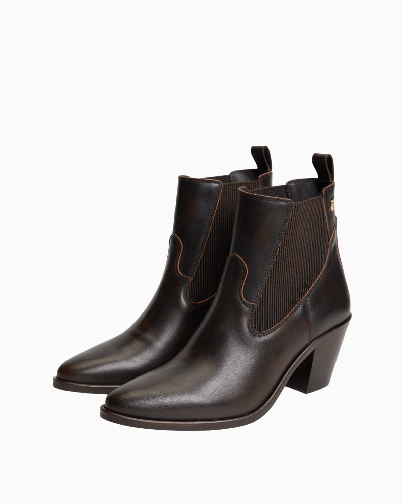 Tommy Hilfiger Leather Western Chelsea Boot in Brushed Brown detail view