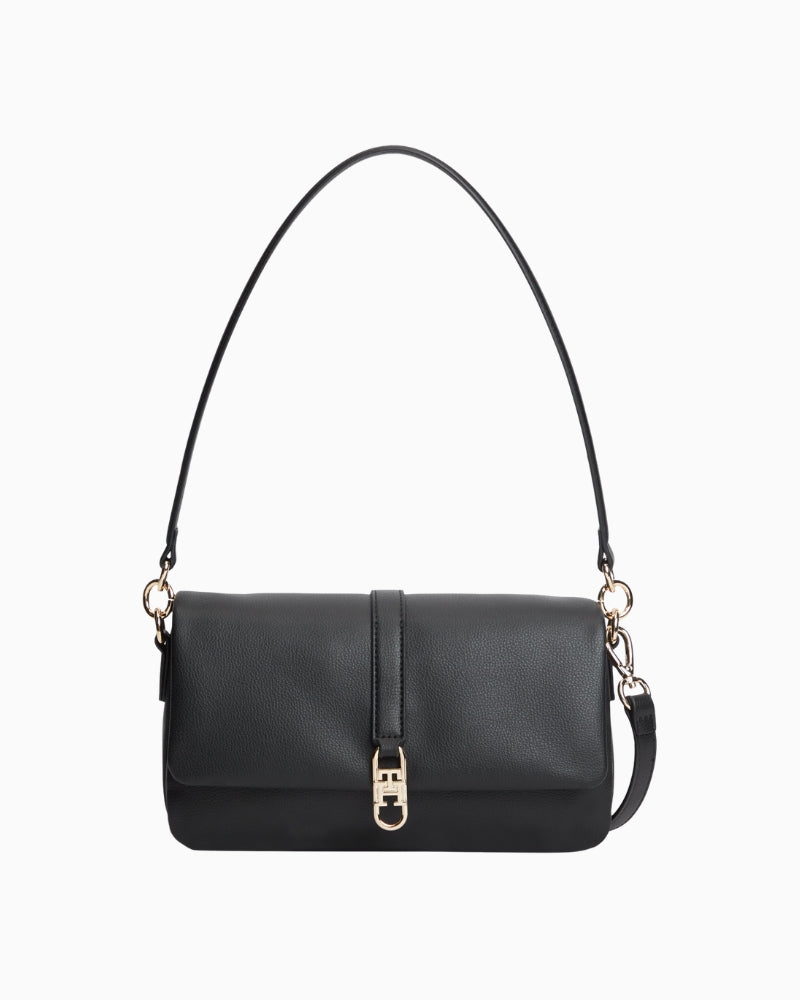 Tommy Hilfiger Libre Conv Flap Crossover Bag in Black front view