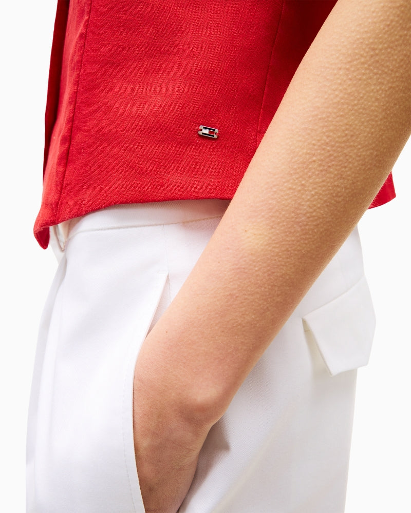 Tommy Hilfiger linen blend vest fabric detail – Áines Boutique