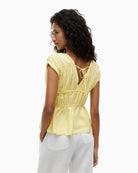 Tommy Hilfiger Linen Feminine Tie Top in yellow back view