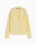 Tommy Hilfiger Mid V-Neck Cardigan in Yellow knit detail